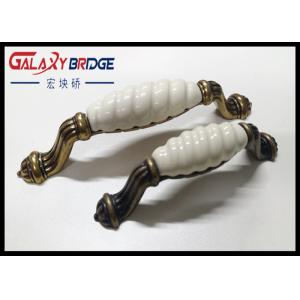 Brass Plated Ceramic Handles And Knobs 128mm Elegance Style porcelain Furniture