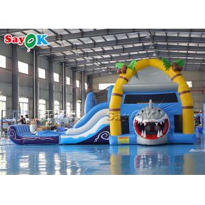 Shark Themed Inflatable Bounce House Children 'S Playground With Slides