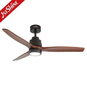 Natural Wood Blade AC Inverter Remote LED Ceiling Fan For Home Hotel