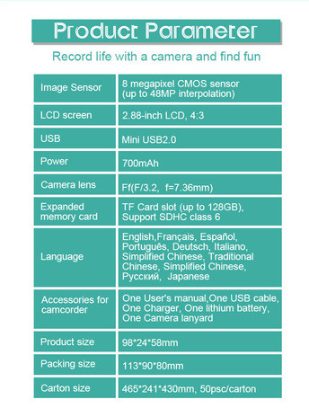 FHD 1080P Kids Digital Video Camera Recorder 32GB HD 700mah