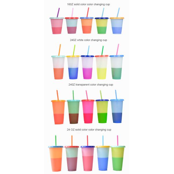 Summer Coffee Tumblers Color Changing Cups 24oz Cold Cups 5 Reusable Cups Lids And Straws Set Of 5