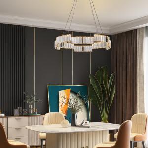 Modern Crystal Pendant Light with Gold Finish 3000-6000K