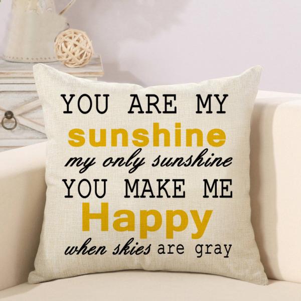 Home Decorative Throw Pillow Covers 18", Faux Linen Compass & You are My Sunshine Quote Cushion Cases for Bed and Couch