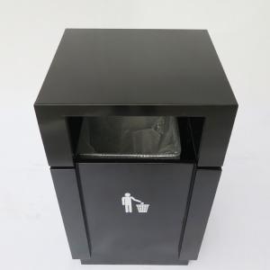 Square 15gal Single Steel Outdoor Trash Can With Logo