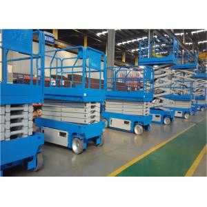 Stationary Self Propelled Hydraulic Scissor Lift Upright Type Blue Color Long