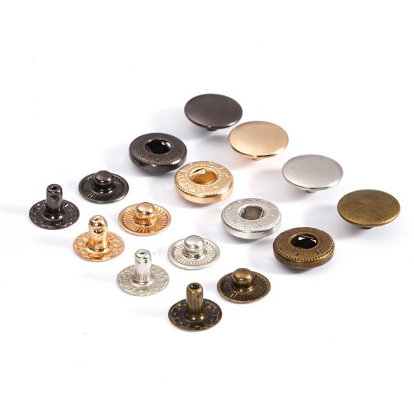 Custom 15mm 12.5mm stainless Steel Classic Four Parts metal Spring Ring Snap Button