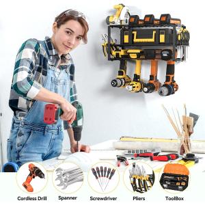 Double Tier Wall Mount Power Tool Storage Box Organizer for Cordless Screwdriver