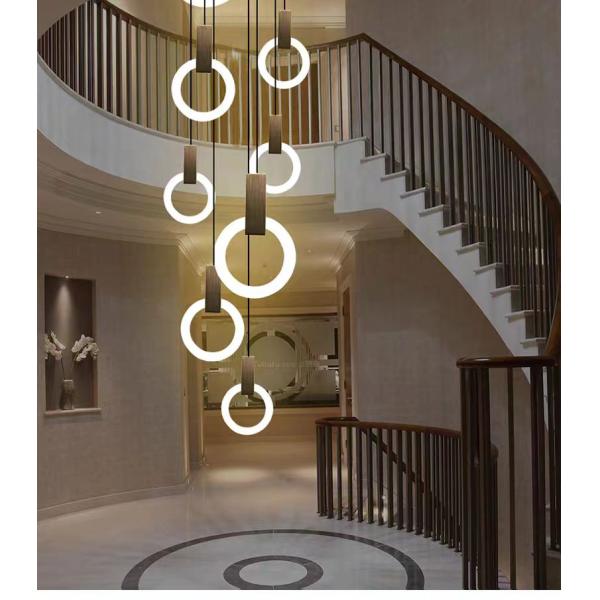 Stair Loft Apartment Duplex Chandeliers Light With Modern Simple Pick For Villa Ring Long Chandeliers 10KG Gold/Custom Design