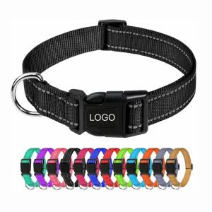 Black Reflective Sublimation Dog Collar Adjustable Nylon Dog Collar