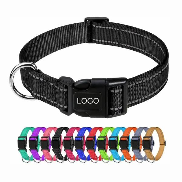 Buy Black Reflective Sublimation Dog Collar Adjustable Nylon Dog Collar at wholesale prices