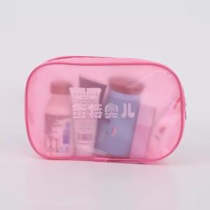 Pink Makeup PVC Plastic Bag With Magic Tape And String Craft Sewing Surface