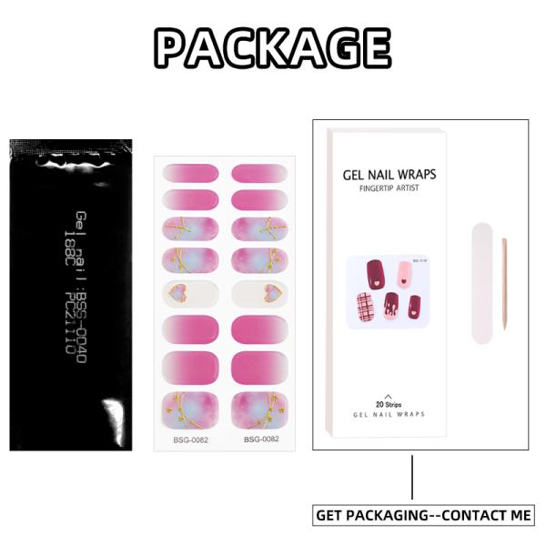 Exclusive design bronzing line flower bow snowflake light transparent Uv Polish Gel Strips Semi Cured Nail Wraps Sticker