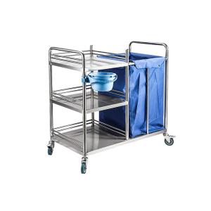 Three Shelf SS Medical Trolley , Hospital Linen Trolley Stainless Steel