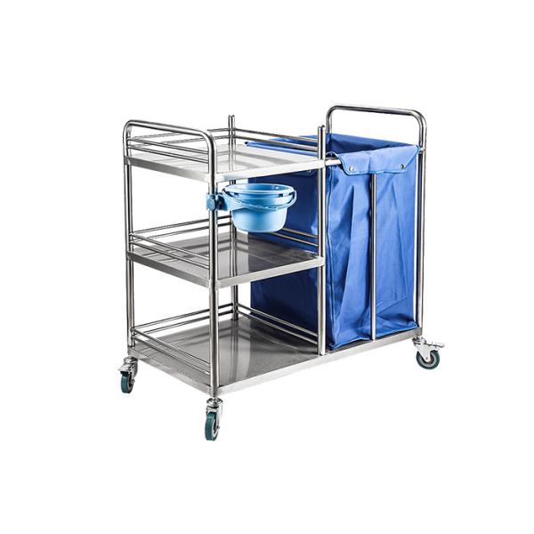 Buy Three Shelf SS Medical Trolley , Hospital Linen Trolley Stainless Steel at wholesale prices