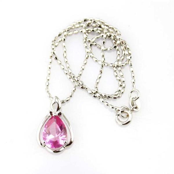 Women Jewelry 18K Rose Gold Plated 925 Silver 8mmx10mm Pear Pink Cubic Zircon Pendant(PSJ0421)