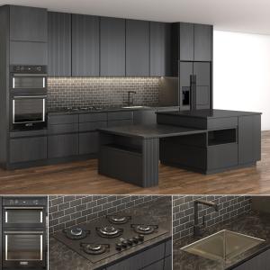 Lacquer Paint Black Modern Design Kitchen Cabinet Quartz Stone 15mm