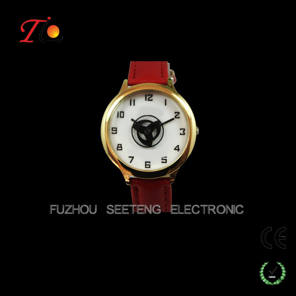 Fashion Leather Strap Quartz Wrist Watch with seven week hands cooooool