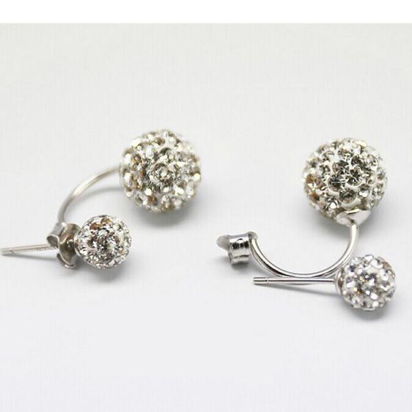 Women Jewelry Double Ball Rhinestone Crystal Stud Earrings(EEBALL02)
