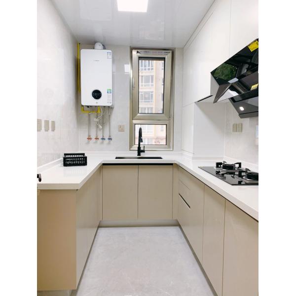 Laminated Melamine Finish Vertical Wood Grain Frameless Kitchen Cabinet For Home