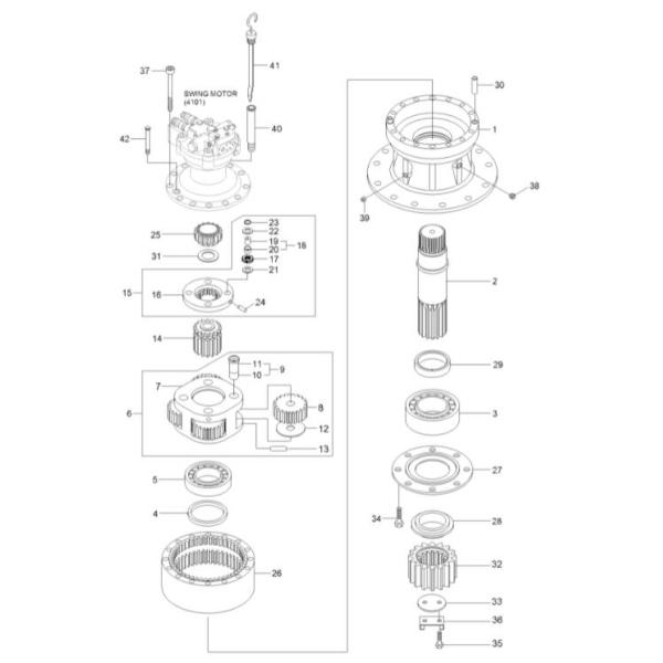 XKAQ-00437 XKAQ00437 R290LC-7 Excavator Swing Gearbox Planetary Carrier Assy No.1