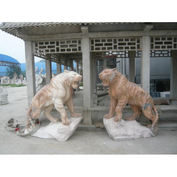 Buy Pink marble lions sculpture with base at wholesale prices