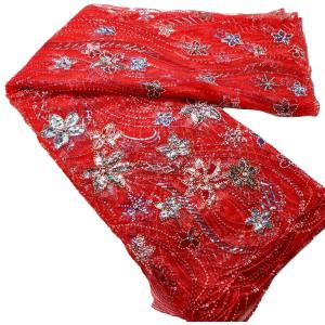 Lace European Fashion Gold Sequins French Embroidery Wedding Dress African