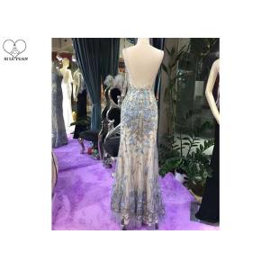 Sleeveless Mermaid Style Prom Dress / Special Lace V Neck Ball Gown Backless