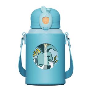 480ml Insulated Drinking Kids Water Bottles Set With Reusable Straw