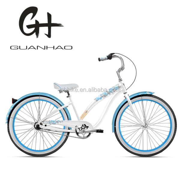 Beautiful Women Beach Cruiser Bicycle with Inner Water Sticker 26inch 3 Speed OEM/ODM