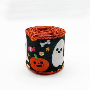 Cute Cartoon Halloween Wired Ribbon 63mm Festival Halloween Grosgrain Ribbon