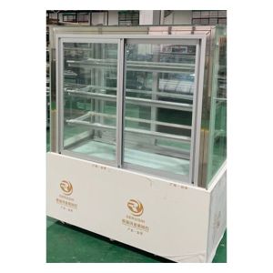 Multiple Shelves Glass Stainless Steel Structure Cake Refrigerated Storage