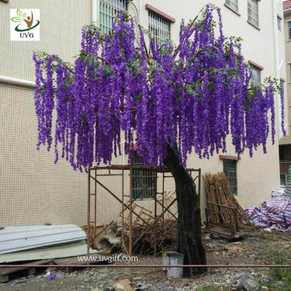 UVG latest 17ft tall purple silk wisteria blossoms artificial flower trees for wedding stage decoration WIS018