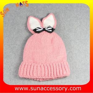 AK17023 Sun Accessory customized baby knitted beanie caps and hats with rabbit