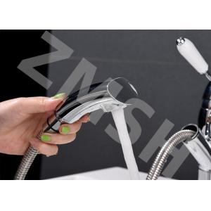 Electroplate Hot Cold Pull Out Sink Faucet Kitchen Tap