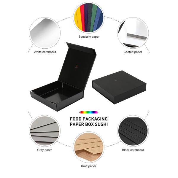 Magnetic Folding Closure Sushi Takeaway Box Custom Logo Food Grade