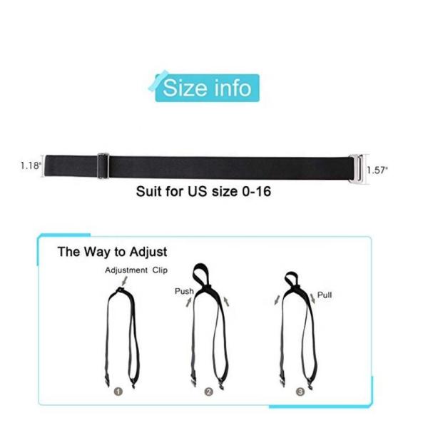 Flat Elasticated Belts Mens Invisible 115cm Black Zinc Alloy Buckle