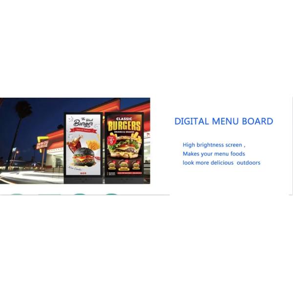 Android Vertical Dual Restaurants Menu Board LCD Screen Digital Signage Outdoor 55inch Waterproof Touch LCD Advertising Kiosk