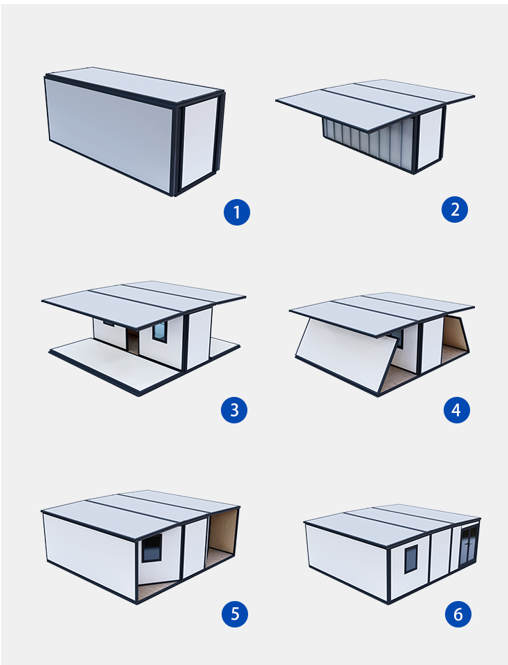 20ft Dual Wings Expandable Container House Mobile Villa for Park - with Courtyard, Kitchen - Ideal for Outdoor Living, Portable & Customizable