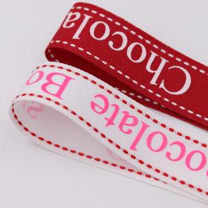 Grosgrain Material Personalised Printed Ribbon 25mm Width Red / White Color