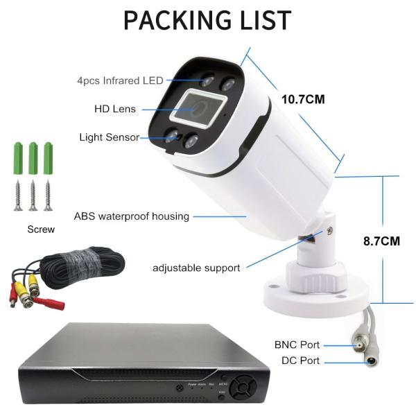 4-8 AHD Cameras, Full-color Night Vision HD 2MP Outdoor Safety Monitoring Camera