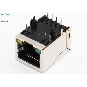 8P8C R/A RJ45 PCB Connector With LED Indicator Pipe For Networking