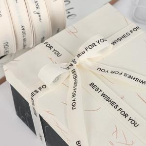 White Grosgrain Ribbon 20mm Printed Cotton Ribbon OEM Eco Friendly