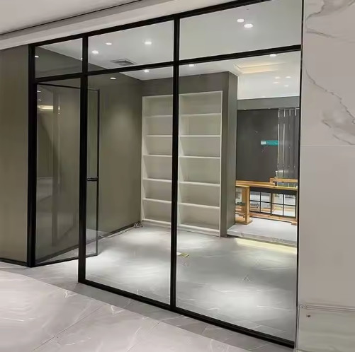 Buy Thin Frame Aluminum Swing Door with Laminated Tempered Glass for Energy Efficiency at wholesale prices