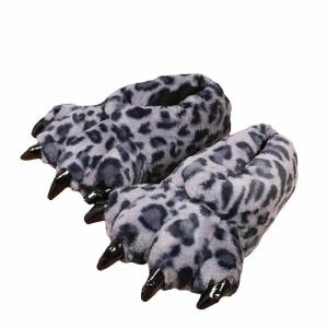 Home Lifelike Leopard Printed Plush Warm Fur Shoes