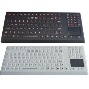 Washable desktop illuminated silicone rubber industrial keyboard with touchpad