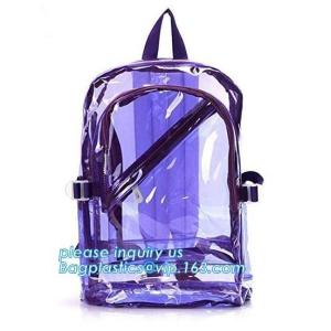 China Multi-pockets School Outdoor Clear Transparent PVC Daypack Backpack, Heavy-duty clear PVC school travel backpack with pa on sale