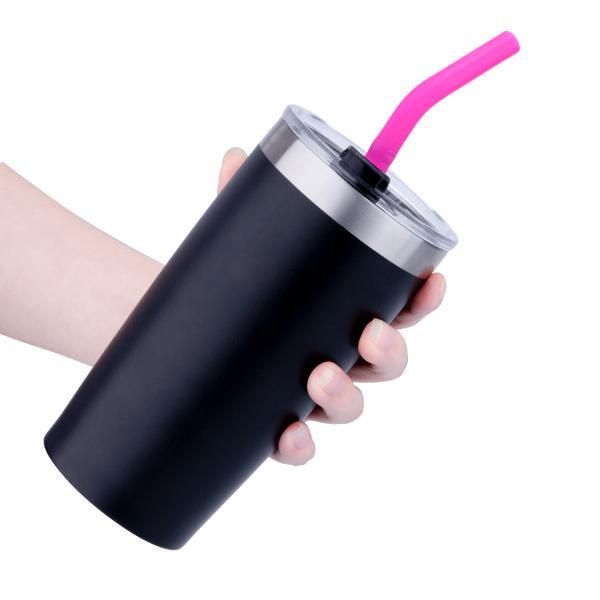 Popular 20 oz Stainless Steel Mug With Lid And Straw, Double Wall Travel Coffee Mug With Straw/