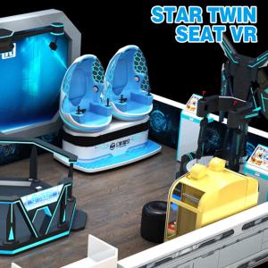 Two Seats Motion Chair Cinema 9D Virtual Reality Game Machine Blue With White