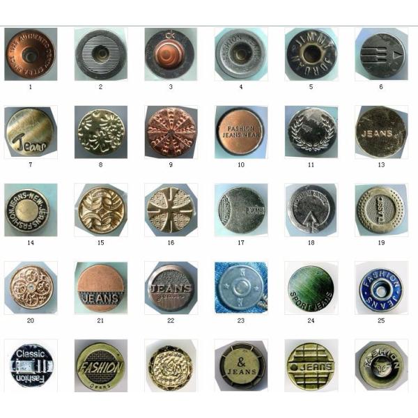 wholesale Custom Logo 17MM 20MM Iron Stainless steel Brass Jeans Button Bottons
