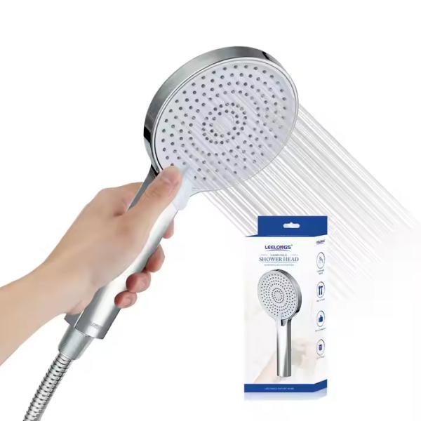 Round Shape Handheld High Pressure Bathroom Hand Held Shower Head With Easy To Clean Silicone Jets